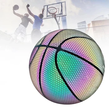 Holographic Reflective Basketball Ball Size 7 PU  Woman Man Sports Luminous Indoor Outdoor Professional Training Balls