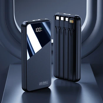 Outdoor Travel Larger Capacity Power Bank 30000mAh 10000mAh with Cables 22.5W PD Fast Charging Powerbank