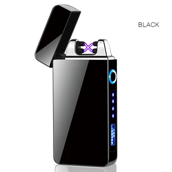 AA611 Customize Logo Boyfriend Gift Double Arc Windproof Cigarette Lighter Portable Electricity Display Usb Charging Lighter