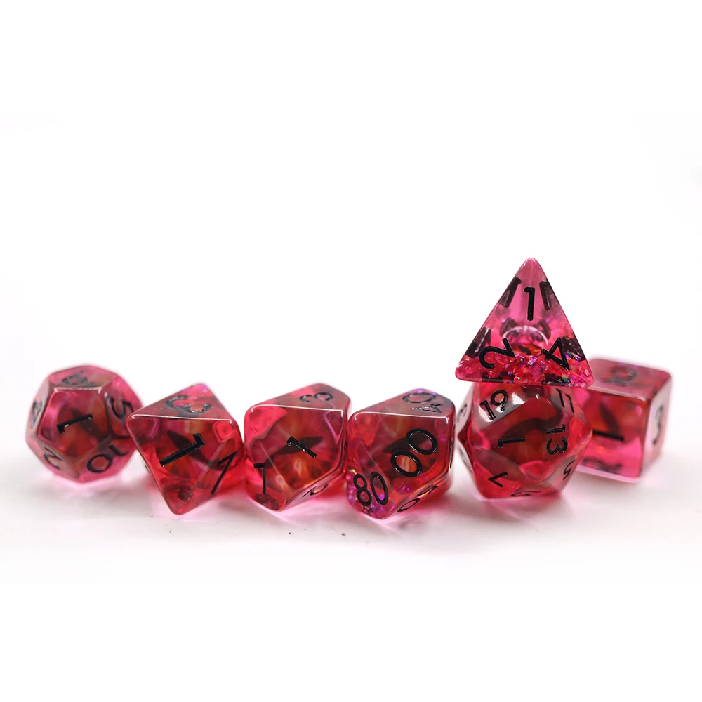 Conxunto de dados Dragon Eye personalizados translúcidos, de espiral sólida, quente de venda, poliédricos de resina para xogo DND RPG