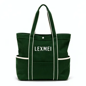 Custom logo Large Capacity Fashionable Corduroy Shoulder Bag Design Corduroy Tote Bag for Daily Shopping