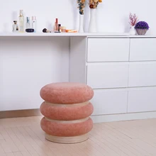 Living Room Lovely Ottoman Upholstery Round Stool Hot Sale Pouf Velvet Foot Stool