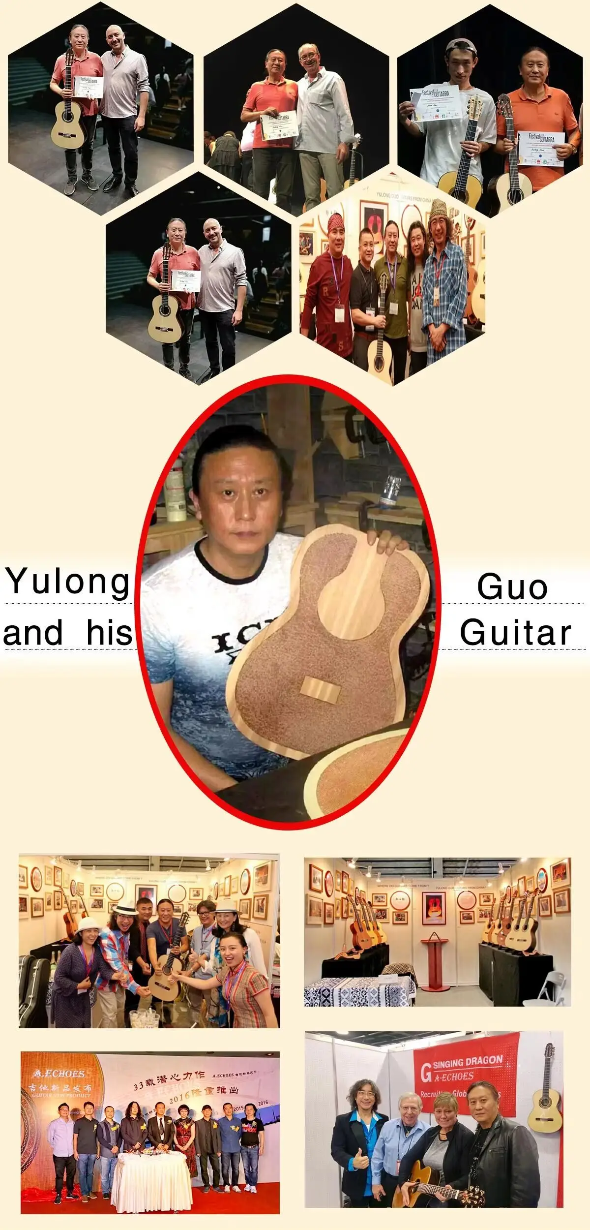 Yulong Guo Double Top Acoustic Guitar with Koa Back & Side