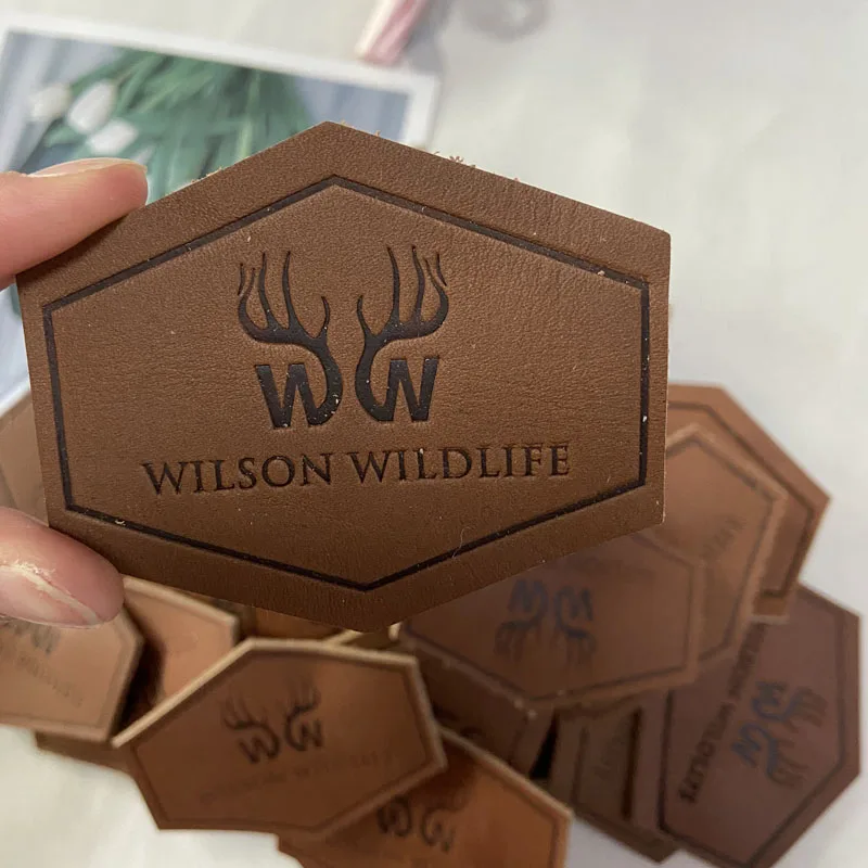 Patch Embossed Logo Leather Patches with Adhesive OEM Leather Labels Manufacturer Custom Leather Luxury Garment Labels 100pcs