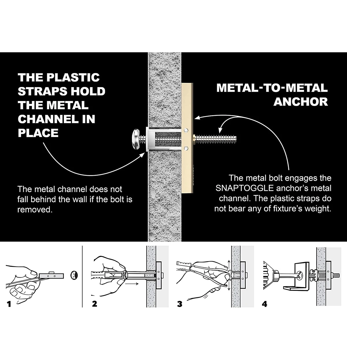 Good Quality 1/4" 3/16" 3/16 10 X 21/2 Inch Strap Zip Snap Toggle