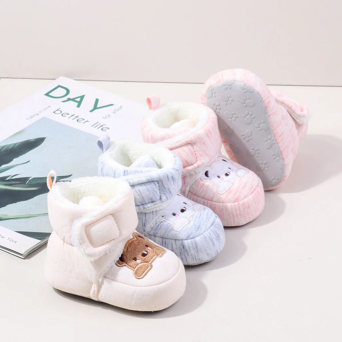 New Design Baby Winter Shoes Plush Thickened Infant Shoes Soft Soles Safety Warm Cozy Toddler Shoes