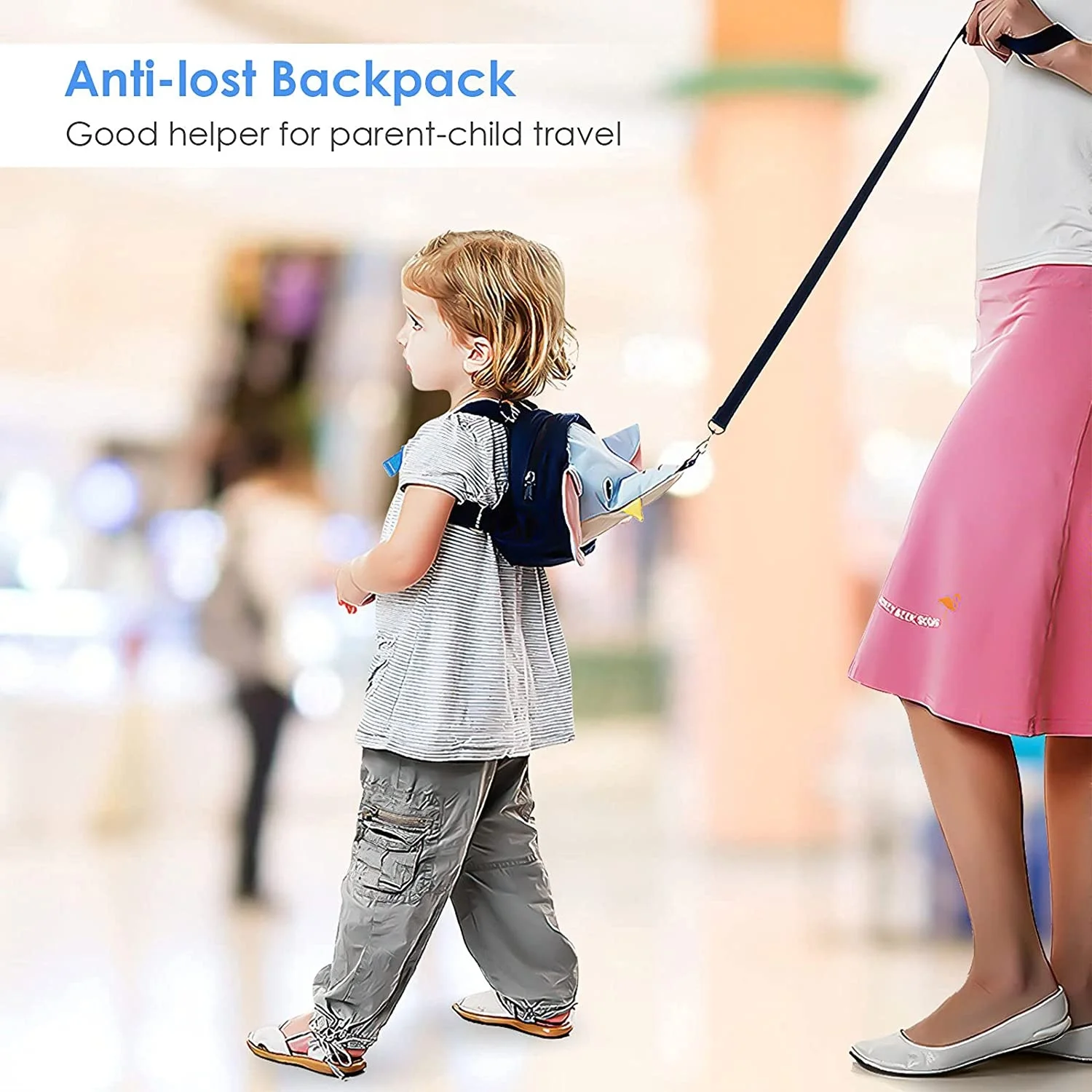 3-в-1 с голубым слоном Детский рюкзак с вожжами, анти-потерянный защитный зажим для запястий привязной ремень, Детские прогулочные ремни для От 1 до 5 лет ребенок
