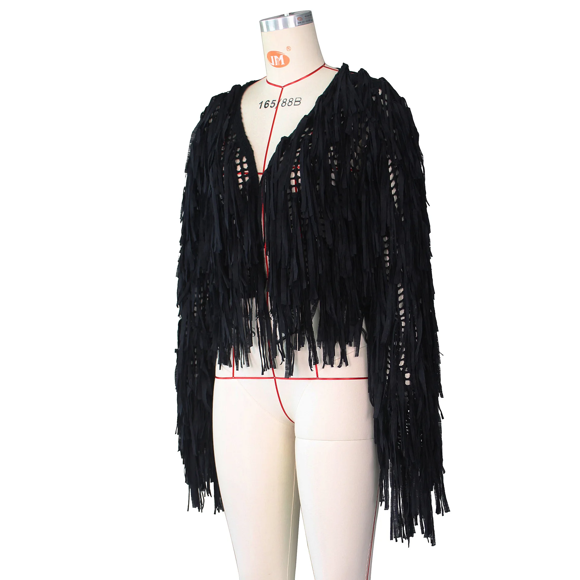 Sexy Tassel Knitted Crochet Cardigan Sweaters Fall Winter Clothes Women Fashion Cropped Jackets Coats