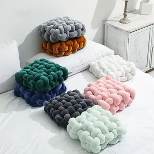 European Ins Style Solid Color Plush Throw Pillows Modern Simple square Woven Chair Cushion Living Room Decoration Sofa Cushions