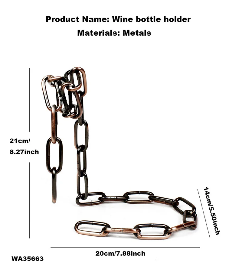 Wine Bottle Holder Floating Steel Link Chain Wine Bottle Rack Holder