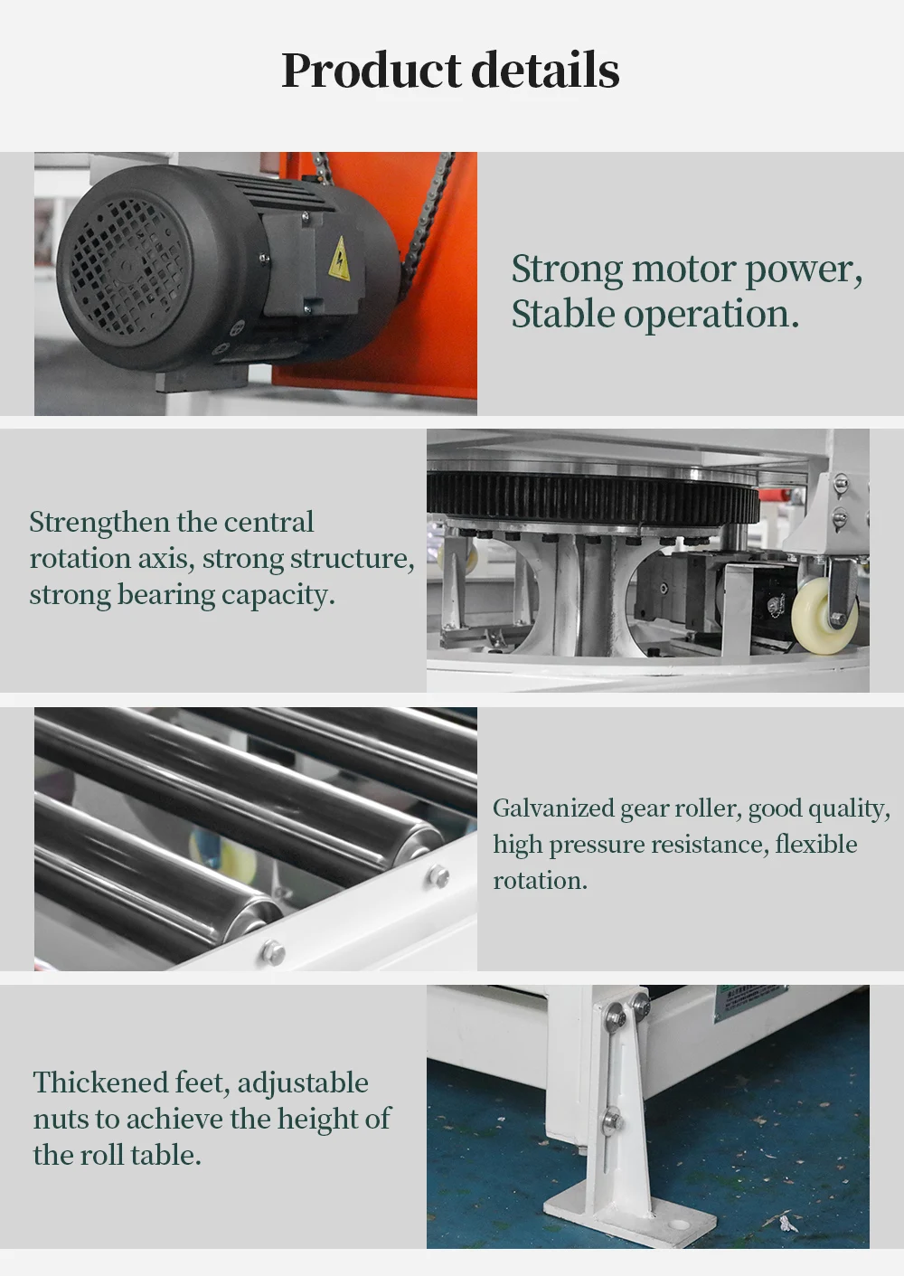 Hongrui single row power drum conveyor roller table details