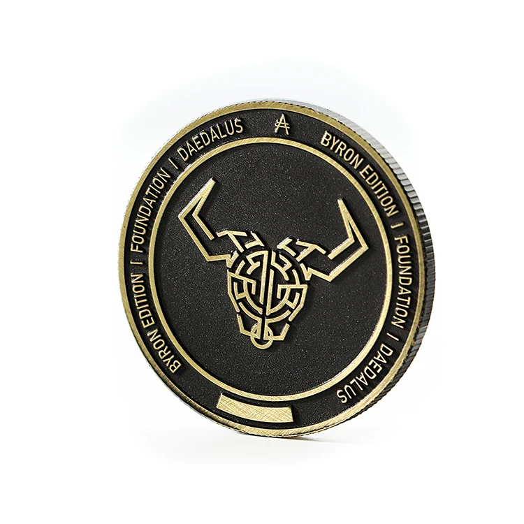 European Style Black Bull Head Gold Plated Tungsten Coin