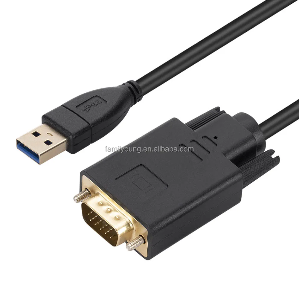 Câble USB 3.0 Vers VGA 1,8 M - Adaptateur Pour PC, Projecteur, Résolution 1080P