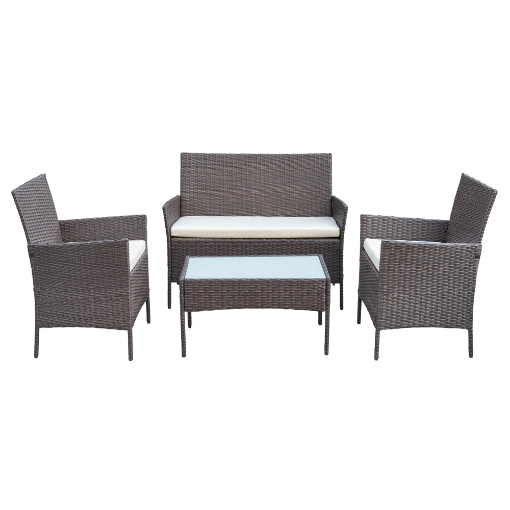 Amazon bestseller Outdoor rattan furniture 4 Piece garden Patio wicker furniture set table chair