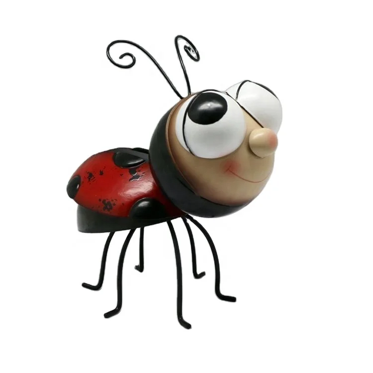 Metal ants figurine with big eyes Ladybug