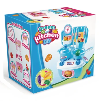 DIY Toy Set Mini Pretend Play Toy Blue/ Pink Cook Kitchen Children Toys 2 Sets 20*15*18cm 20KG/16KG Color Box