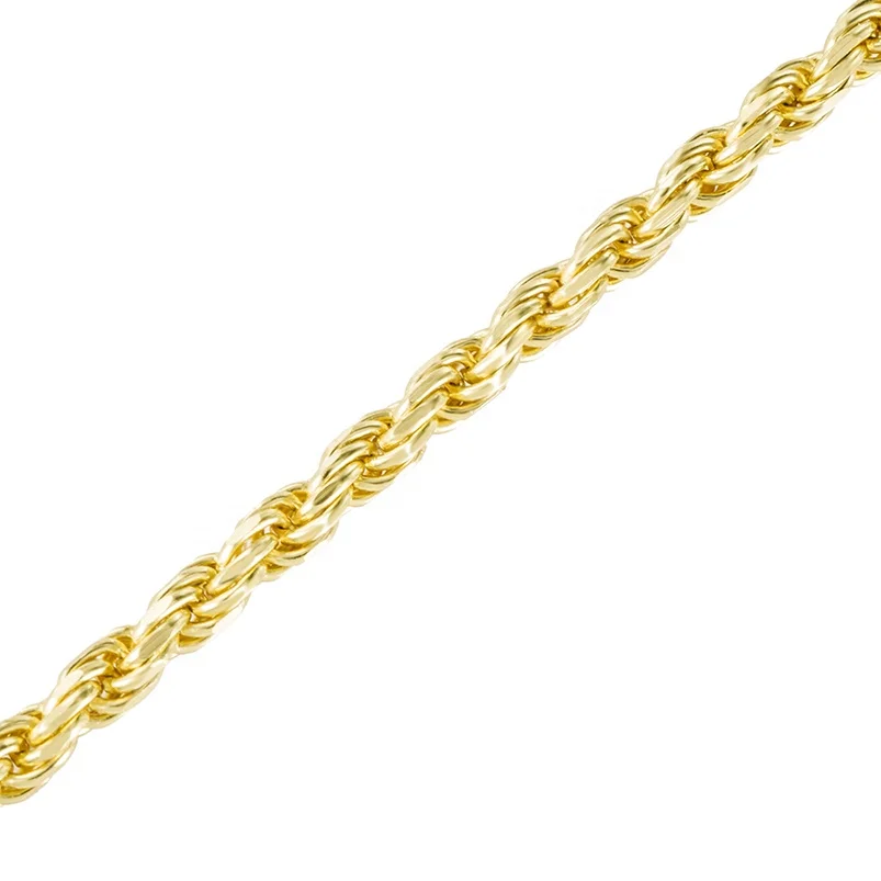 Gemnel 2022 New Design 925 Sterling Silver 18k Gold 3mm Twisted Rope Chain Bracelet Women