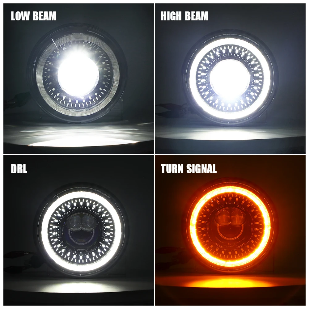 Faro LED Moto 7 Pollici JMTBNO - Compatibile Con Harley, Con DRL E Frecce Integrate