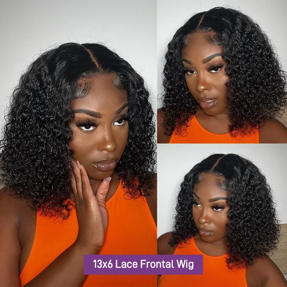 Deep Wave Verschluss Perücke Kurzer Bob Lace Frontal Echthaar Babyhaar Wasserwellen Perücken_voghion.com