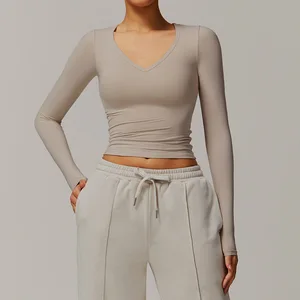 Topko High Quality Women's Quick Dry Brushed Tight Yoga Long Sleeve T-shirt Running Fitness Slimming Long Sleeve blazer