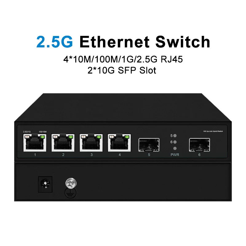 4 Port POE 2.5G Ethernet Switch with 2 10G SFP Fiber Port Unmanaged Network POE+ Switch supplier