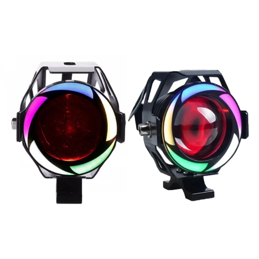 FDN New Motor Parts Lighting System Motor Lights U7 RGB Angel Eyes Flash Led Headlight for Motorcycle Scooter E-Bike Para Motos
