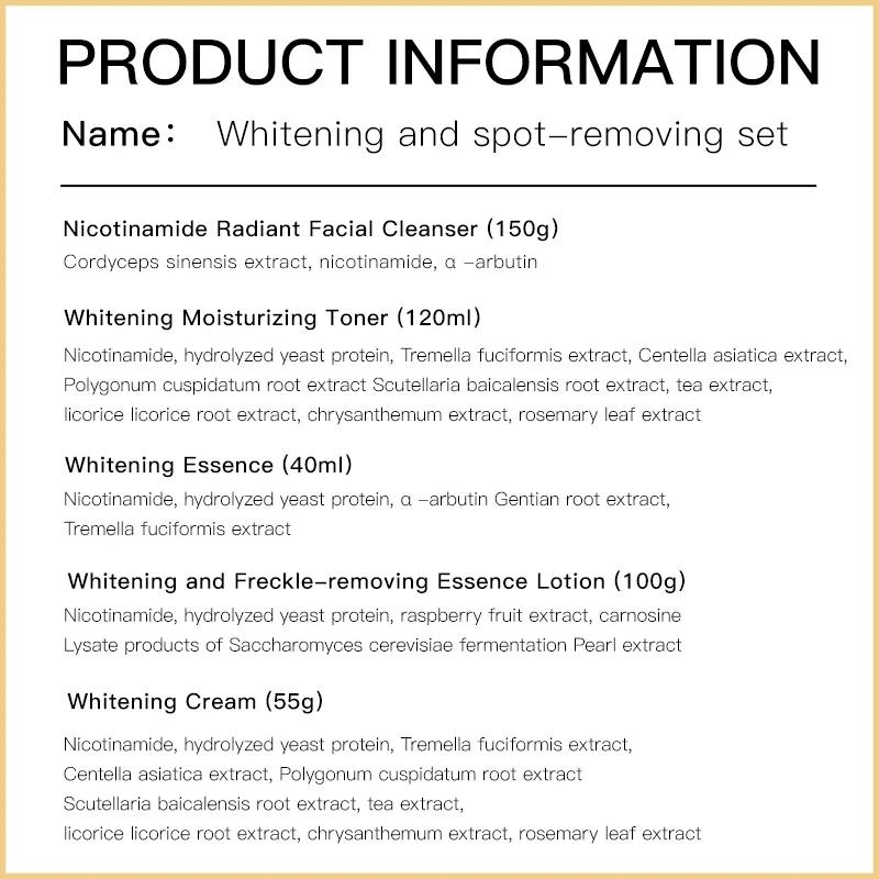 Wholesale Whitening Brightening Moisturizing Hydrating Facial Skin Beauty Skin Care Set for All Skin Type