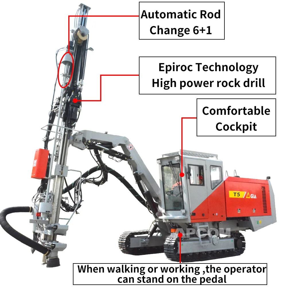 Drill Rig Top Hammer Surface Drill Rig APCOM T5 Open-pit Full Hydraulic  Top-hammer Quarrying Construction
