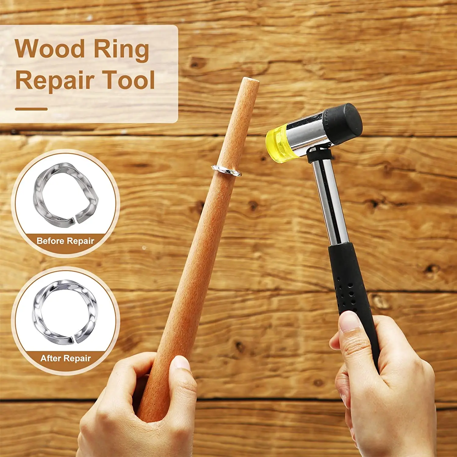 Utoolmart Rubber Hammer Mallet & Ring Mandrel Sizer Tool – Double-Faced Jewelry Making & Repair Kit For Crafters - View #5