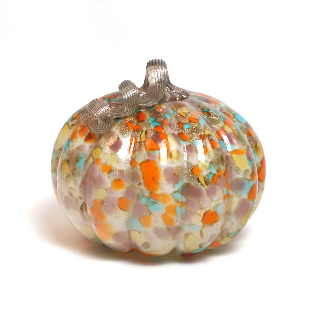 Colorful Shiny Halloween Clear Glass Artistic Pumpkin Sculpture Handmade Centerpieces For Fall Home Garden Decoration Custom