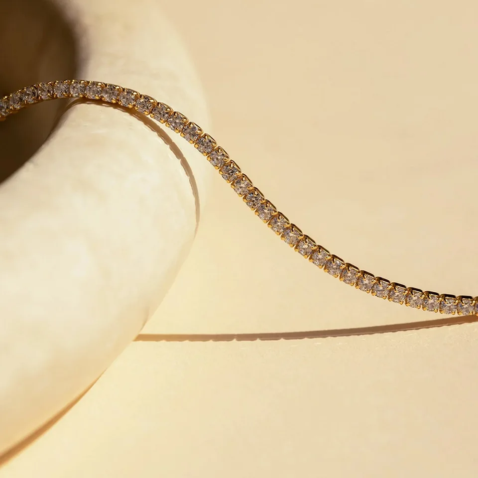 Stainless Steel Zircon Tennis Necklace