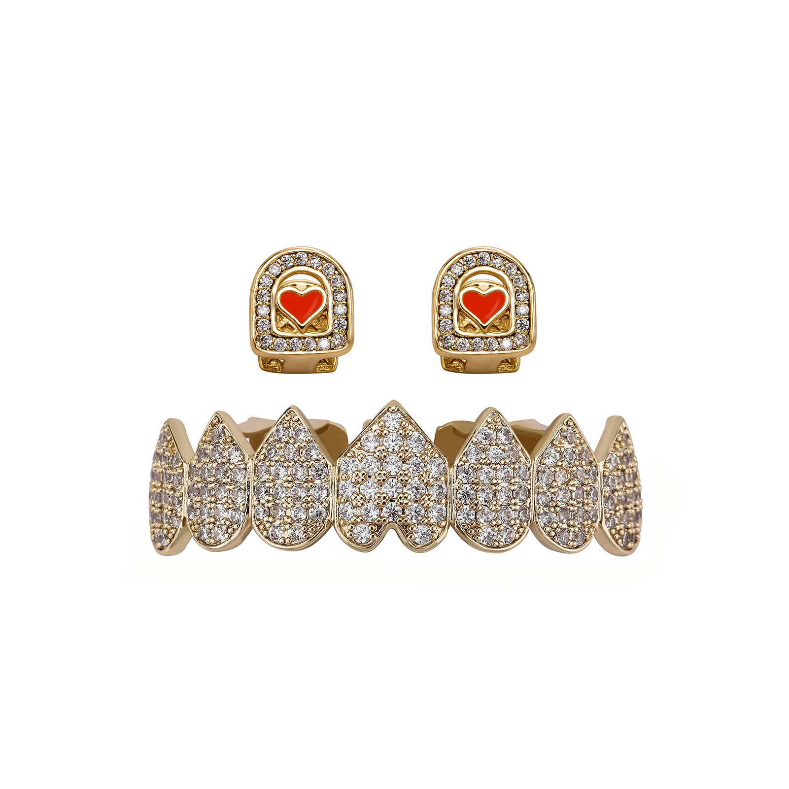 Оптовая продажа европейские и американские хип-хоп брекеты набор для рукоделия украшенных бриллиантами медь цирконий золотые зубы