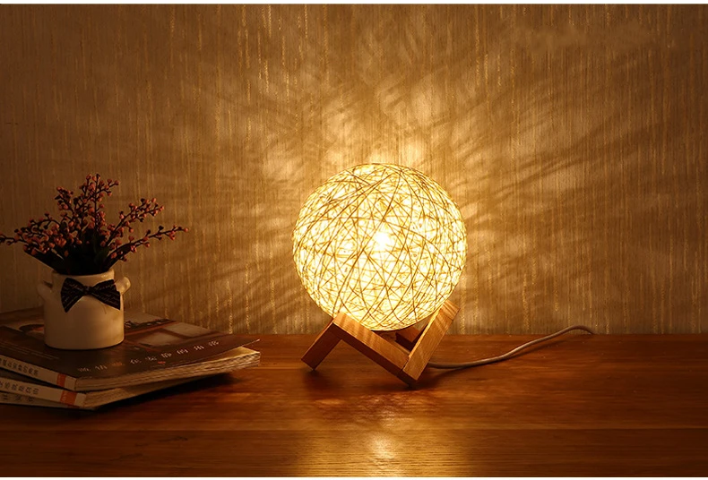 Bedside Sepak  takraw LED night light Nordic table lamp bedroom decoration 110V 240V US plug dimming remote