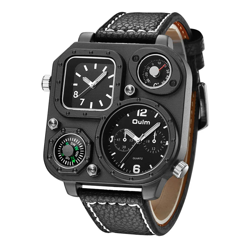 OULM 1169 Oversize Square Watch Men's Quartz Analog Clock