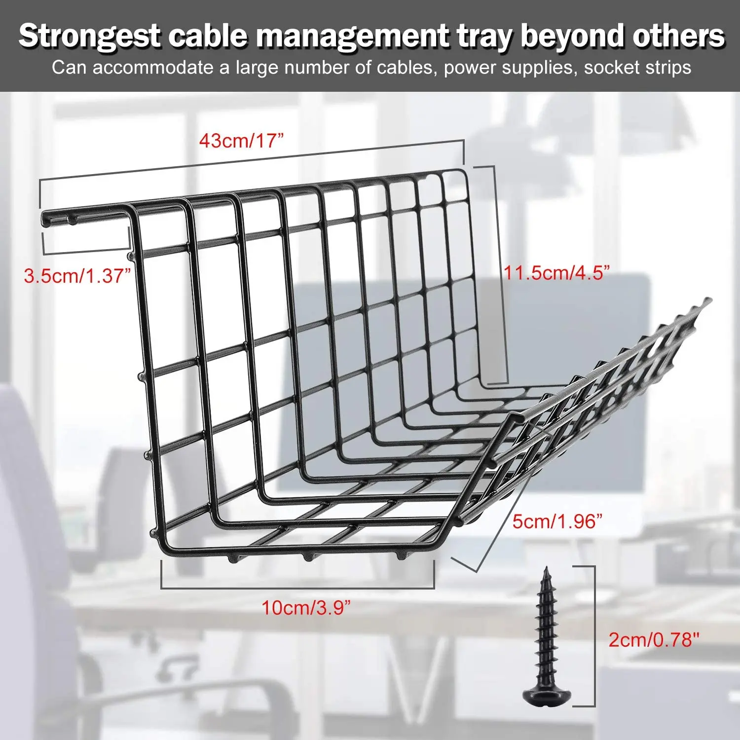 Metal Under Desk Cable Management Tray Cable Organizer For Wire Tidy ...