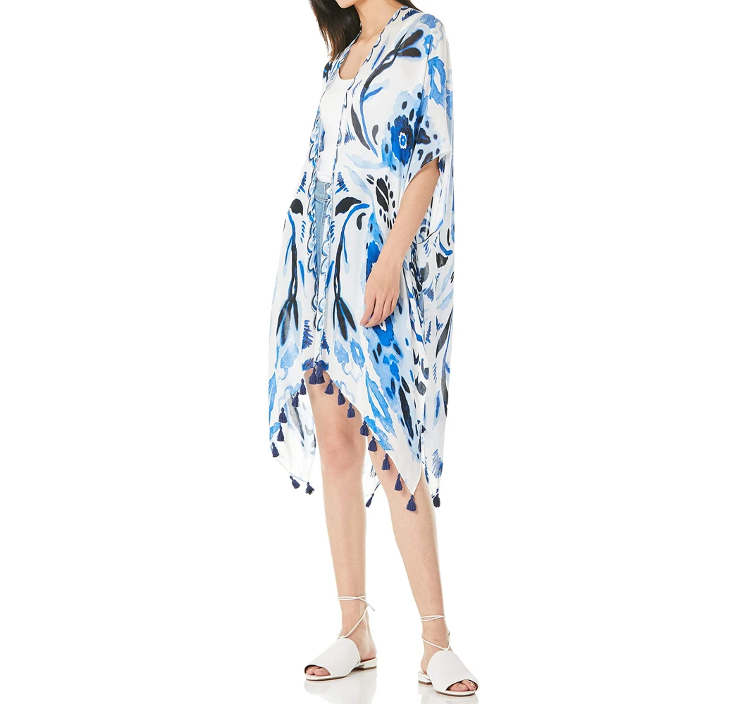 Popular Wholesale Long Kimonos With Fringes Women Summer Bikini Kimono