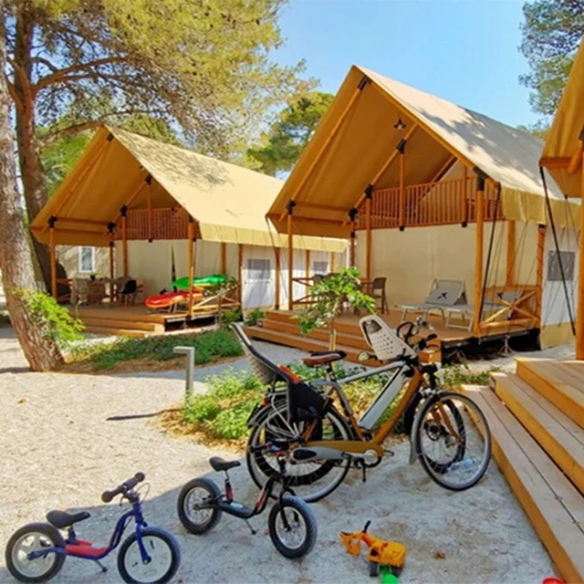 Luxury PVC Fabric Safari Glamping Tent for Outdoor Villa Resort for Woodland Adventures!