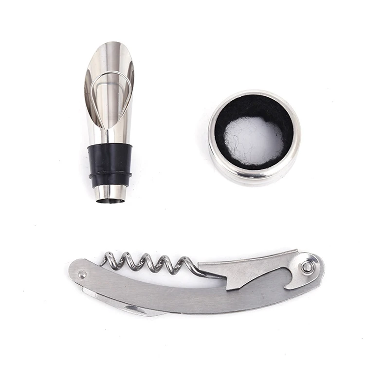 Amazon Top Seller 2021 Bar Tools Wine Bottle Opener 4pcs Set Creative Personalized Stainless Steel Wine Corkscrew Gift Box