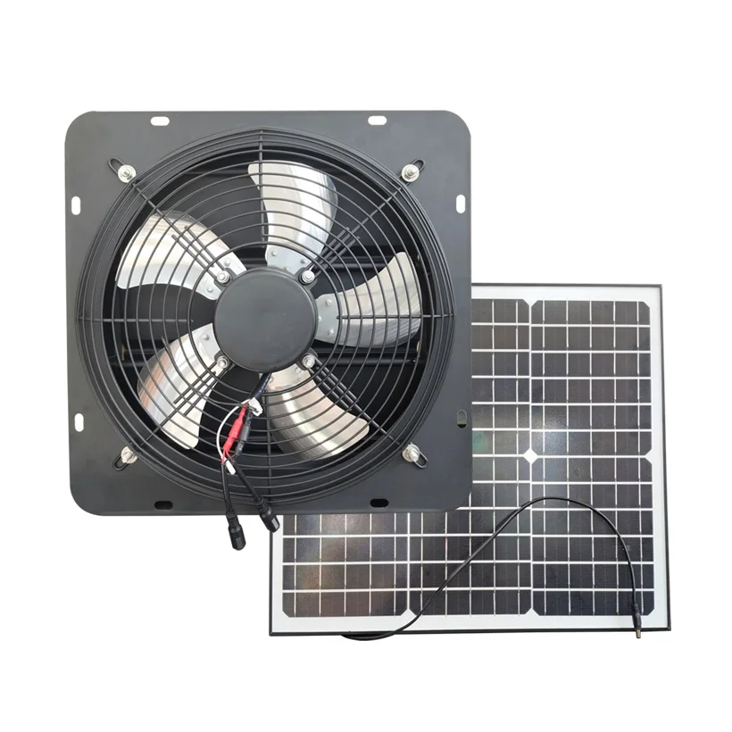 Factory Export Automatic 12inch Solar Shutter Exhaust Fan Industrial Farm Paint Room AC Wall Mounted Ventilation Fan