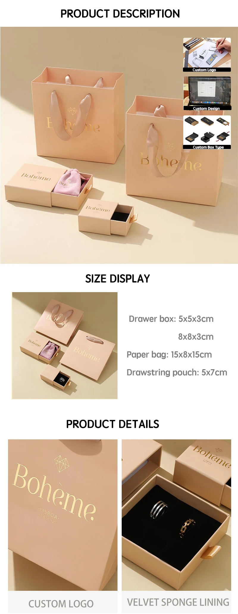 OEM jewelry gift box with customized branding