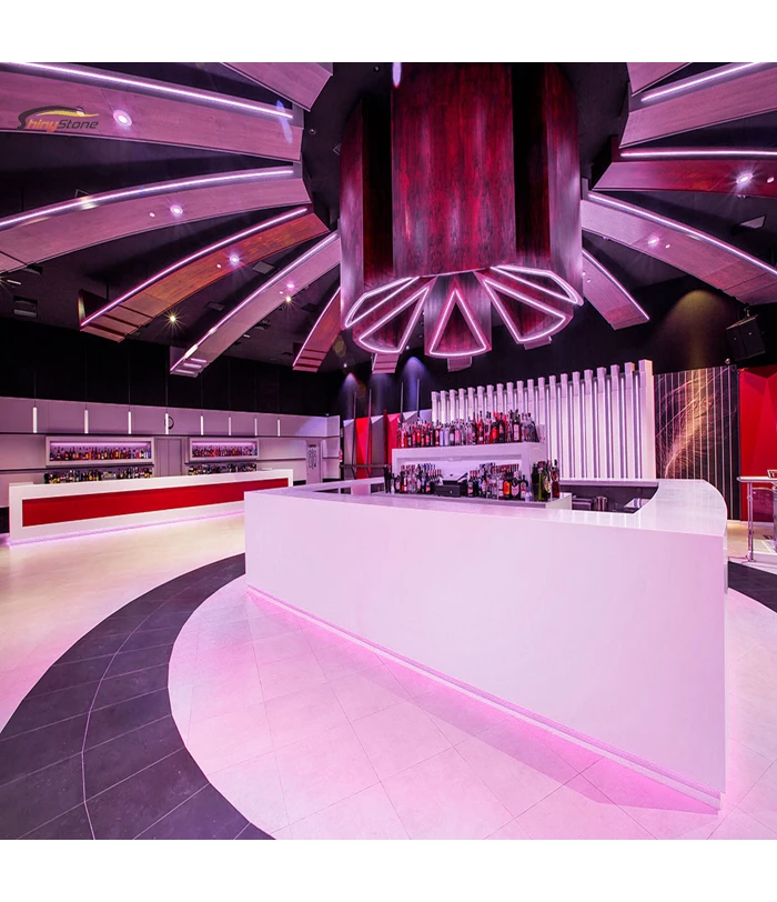 Backlit Modern Look Acrylic Solid Surface Led bar Counter