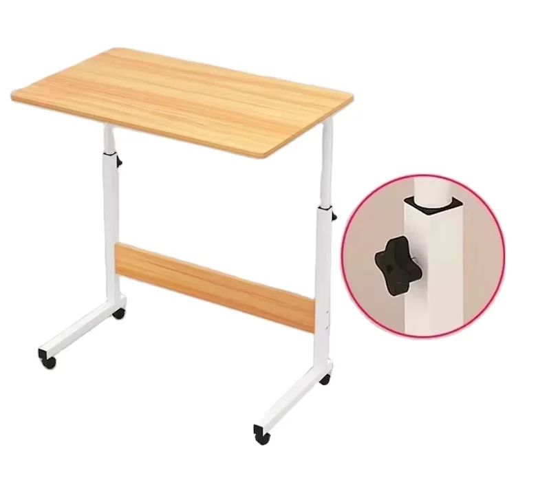 product student study height adjustable modern wooden computer desk mobile wheels laptop table-8