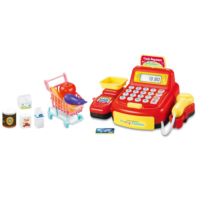 Кассовый аппарат на батарейках с фруктовой корзиной игрушки для супермаркетов