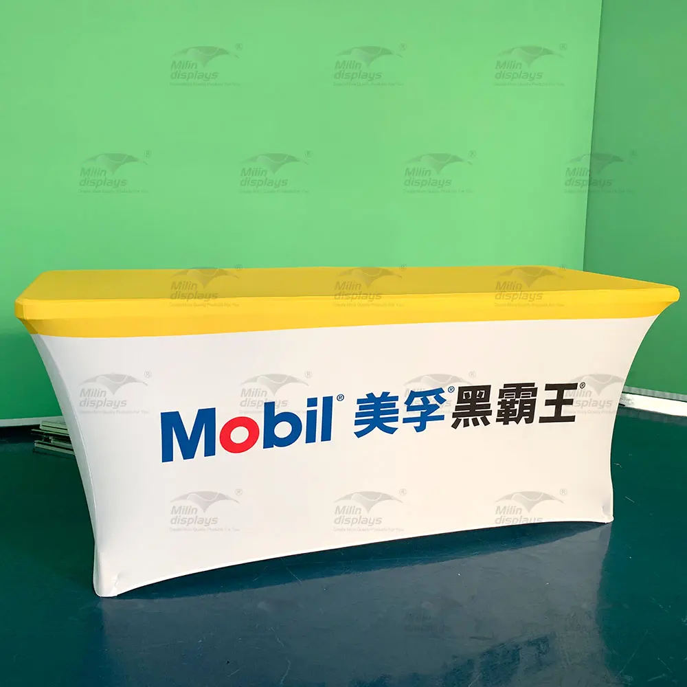 6ft Rectangular Fitted  Stretch Fabric Table Covers Custom Top Table Wrap Cloth With Logo