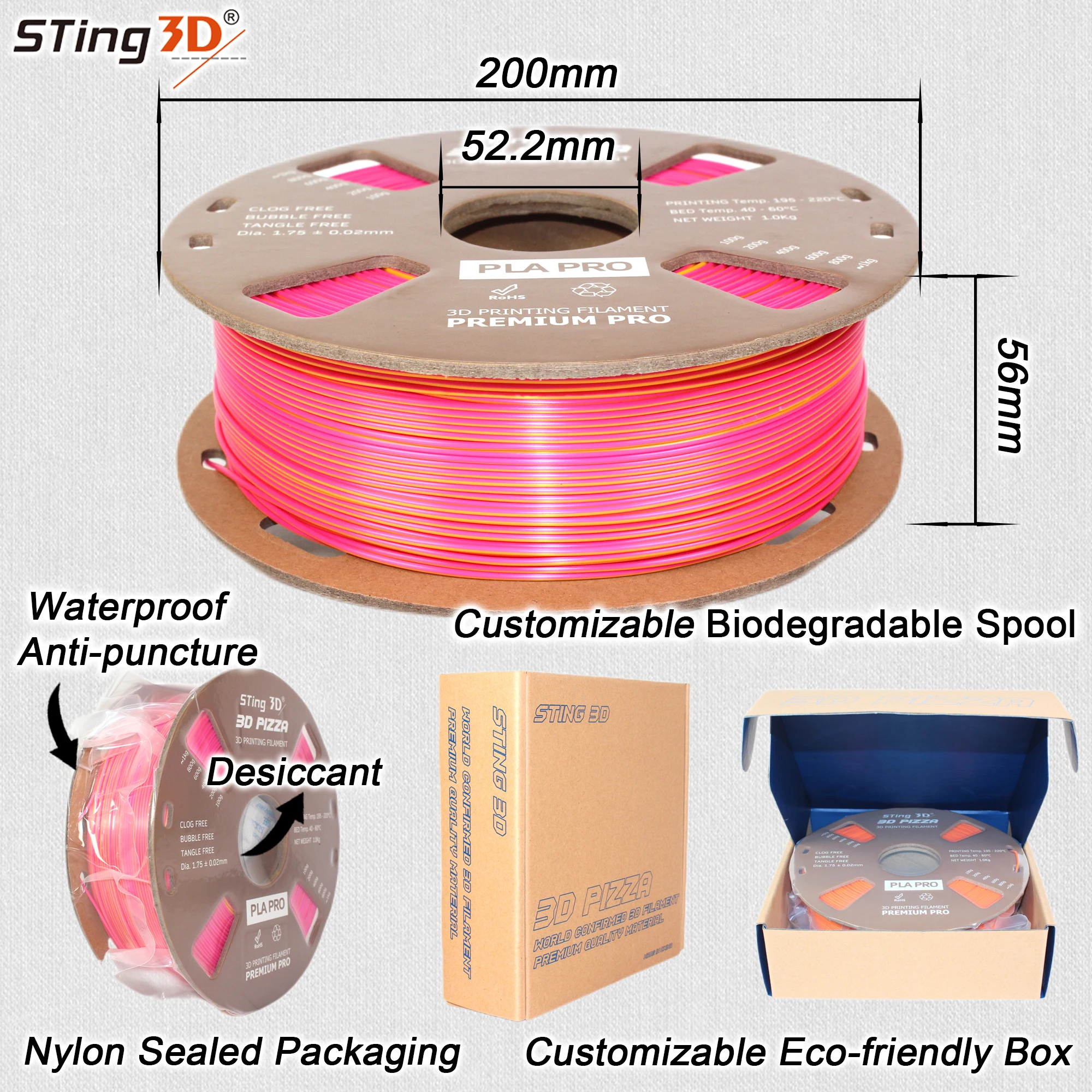 Sting3d Tri-color Coextrusion Magic Pla Filament Plus Dual-color ...