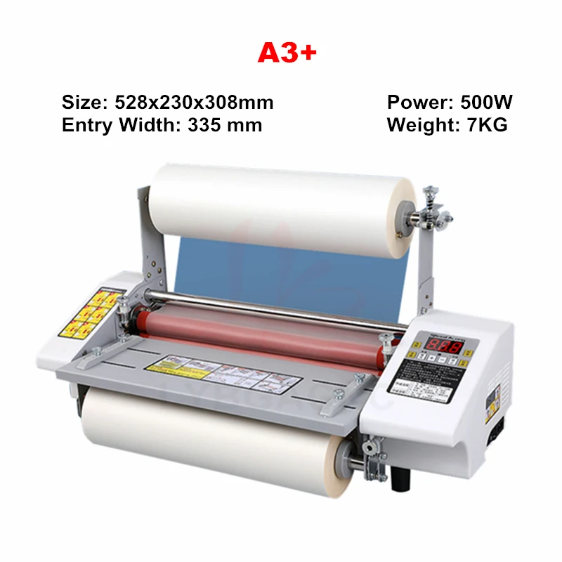A2 A3 Paper Laminating Machine Cold Hot Roll Laminator Four Rollers Worker Card Office File Laminator