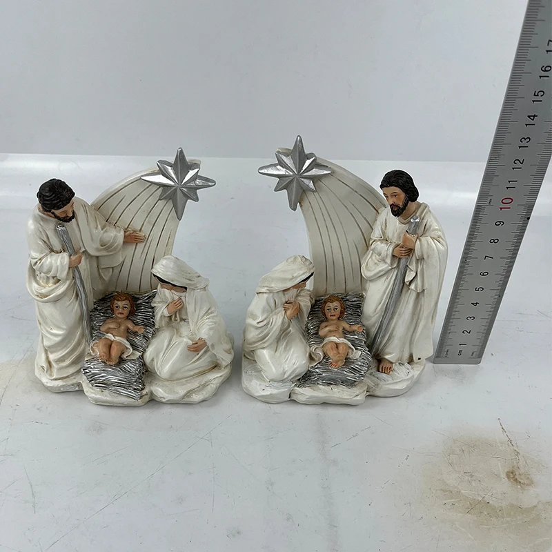 White Resin Nativity Statue Holy Family With Star Catholic Gift Buy