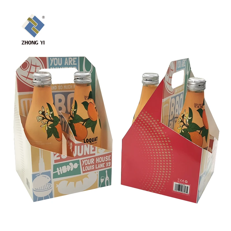 Custom Printed Cardboard 6 Pack Bottle Beer Carrier Box