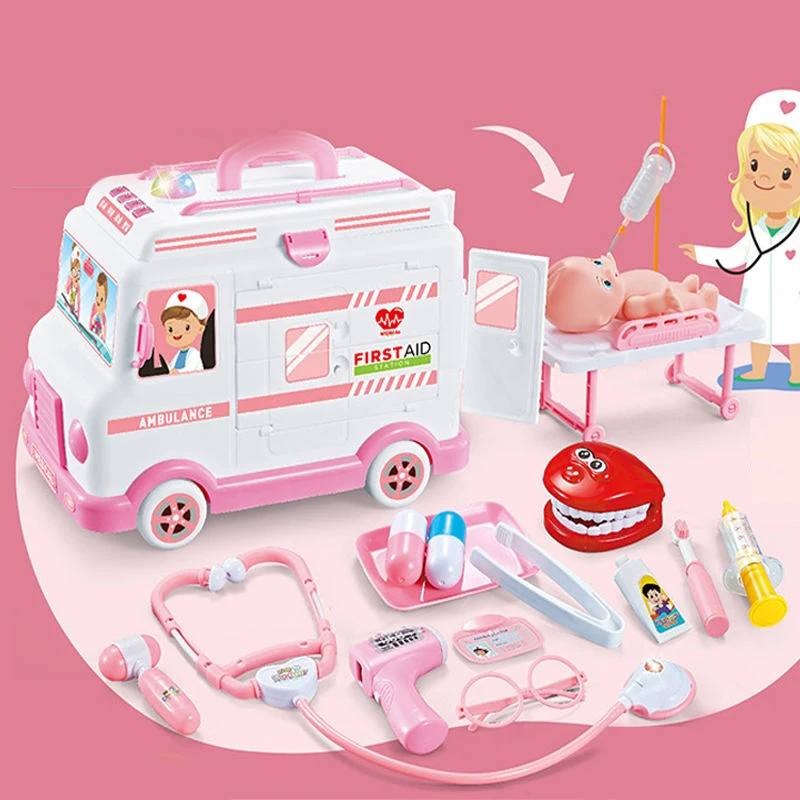 Интерактивная медицинская игрушка для ролевых игр электрическая звуковая лампа детская машина скорой помощи набор