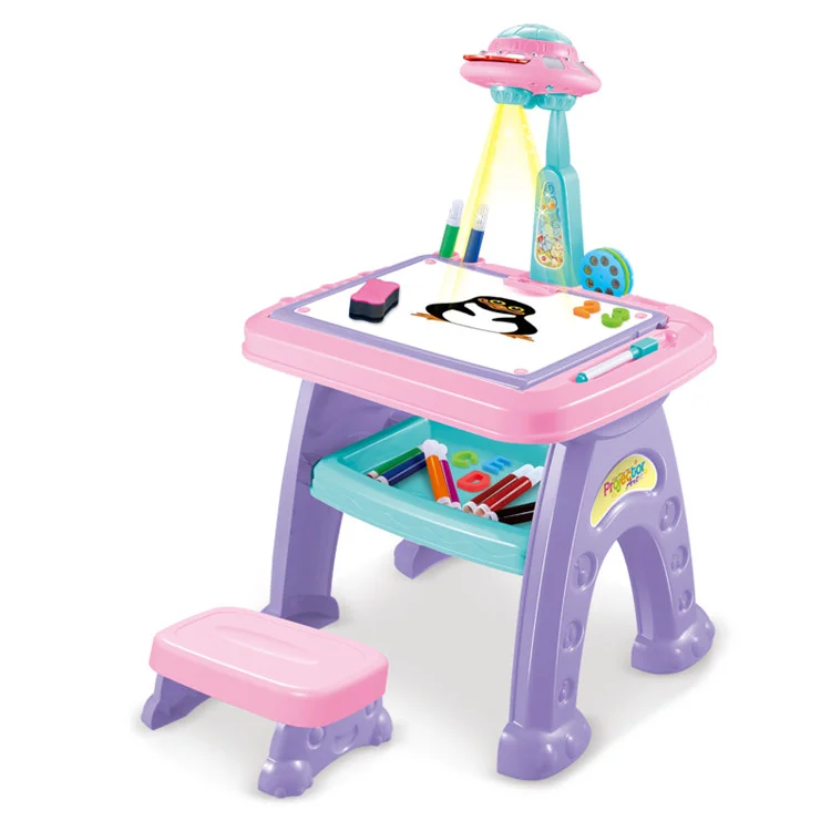 Kids Intelligent Early Educational Drawing Board Toy Projection Painting Machine Learning Table Drawing Toy